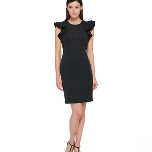 Tommy Hilfiger -  Black Ruffle Sheath Dress - 14
